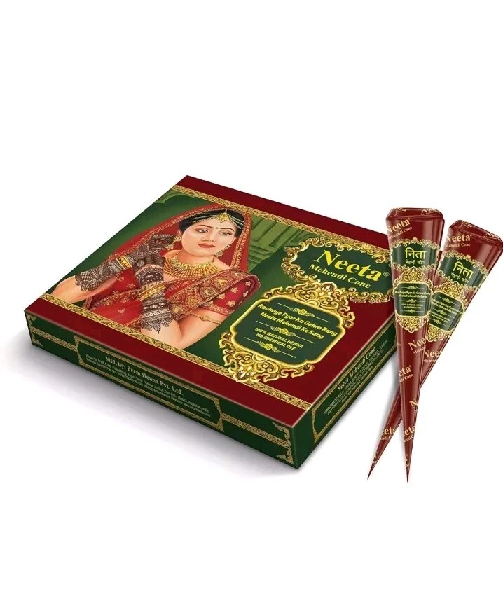 12 X 1 NEETA MEHENDI CONE ORIGINAL RAJISTHANI STRONG & LONG LASTING