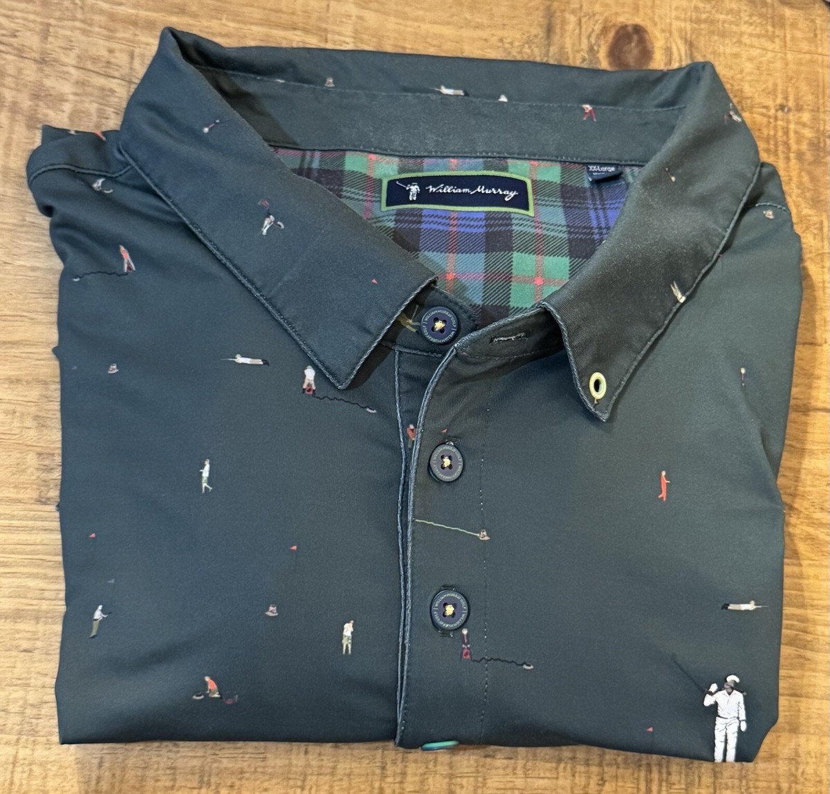 m☺︎ William Murray Golf Polo Shirt Mens XXL Geometric Print, Army