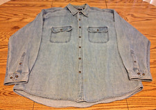Faded Glory VTG 90s Men's Blue Denim Shirt Long Sleeve Button Front XL