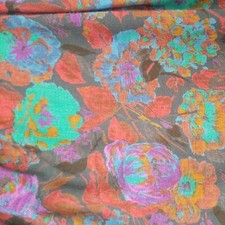 Vintage Chemmi Dress button top front Made in UK Purple Floral Acrylic UK 14