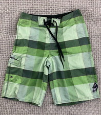 Oneill Mens Swim Shorts 28 Green Check
