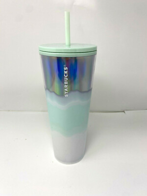 Authentic Starbucks Holiday 2021 Ice Wave Mint/White 24oz Cold Cup Tumbler  New | eBay
