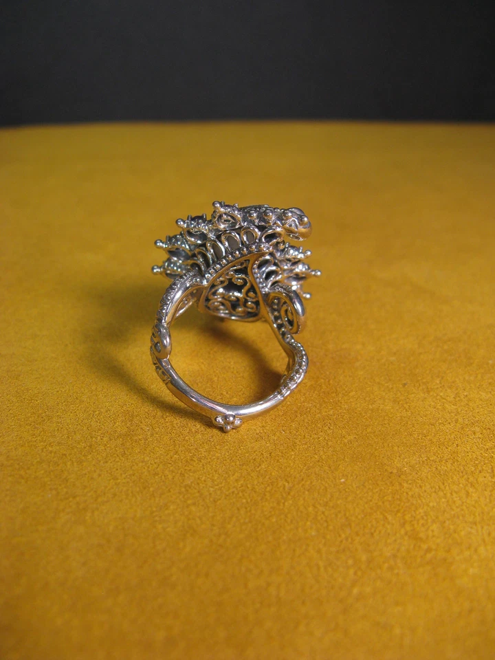 ANILLO BARBARA BIXBY PAISLEY TALLA 6 FREGONA TOPACIO AMATISTA SS 18K FLOR REMOLINO Loto Foto 4 de 4