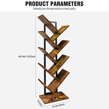 9 Tier Tree Bookshelf Tall Floor Standing Book Shelf Tall Bookcase Living Room