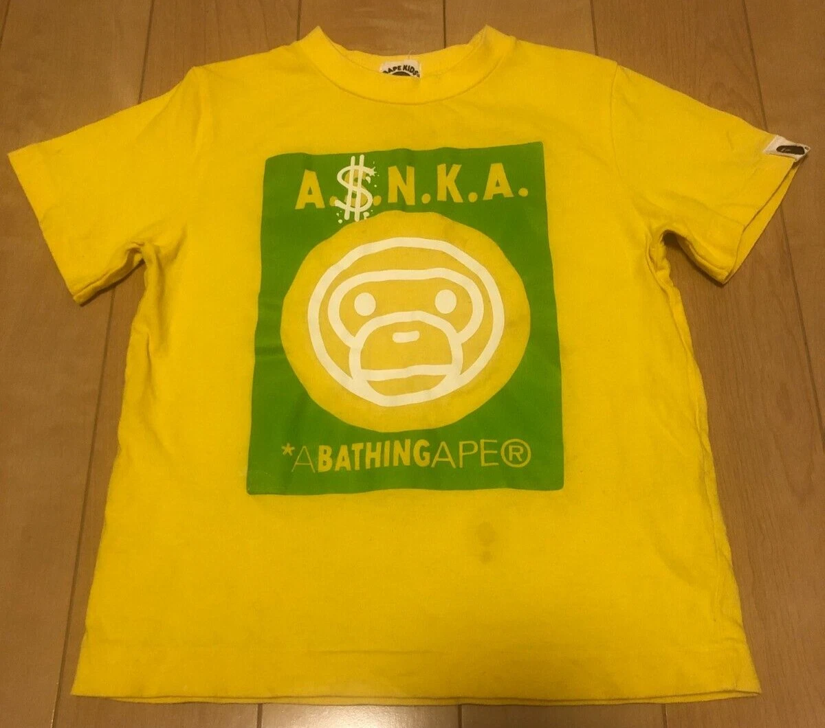 A Bathing Ape Short Sleeve Yellow Unisex Kids' Tops & T-Shirts for