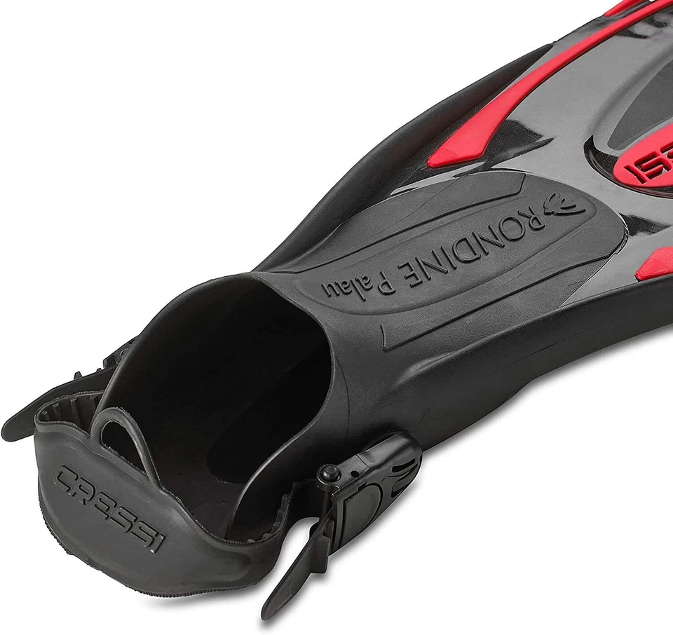 Aletas largas ajustables Cressi Palau cómodas talón abierto snorkel natación aletas Foto 3 de 4