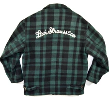 PERFECT vintage Mens LEVIS LUMBERJACK WOOL JACKET size S small GREEN Padded coat