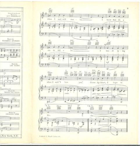 Vaughn De Leath Sheet Music I WASN'T LYING WHEN I SAID I LOVE YOU 1936 Piano Uke - Picture 5 of 6