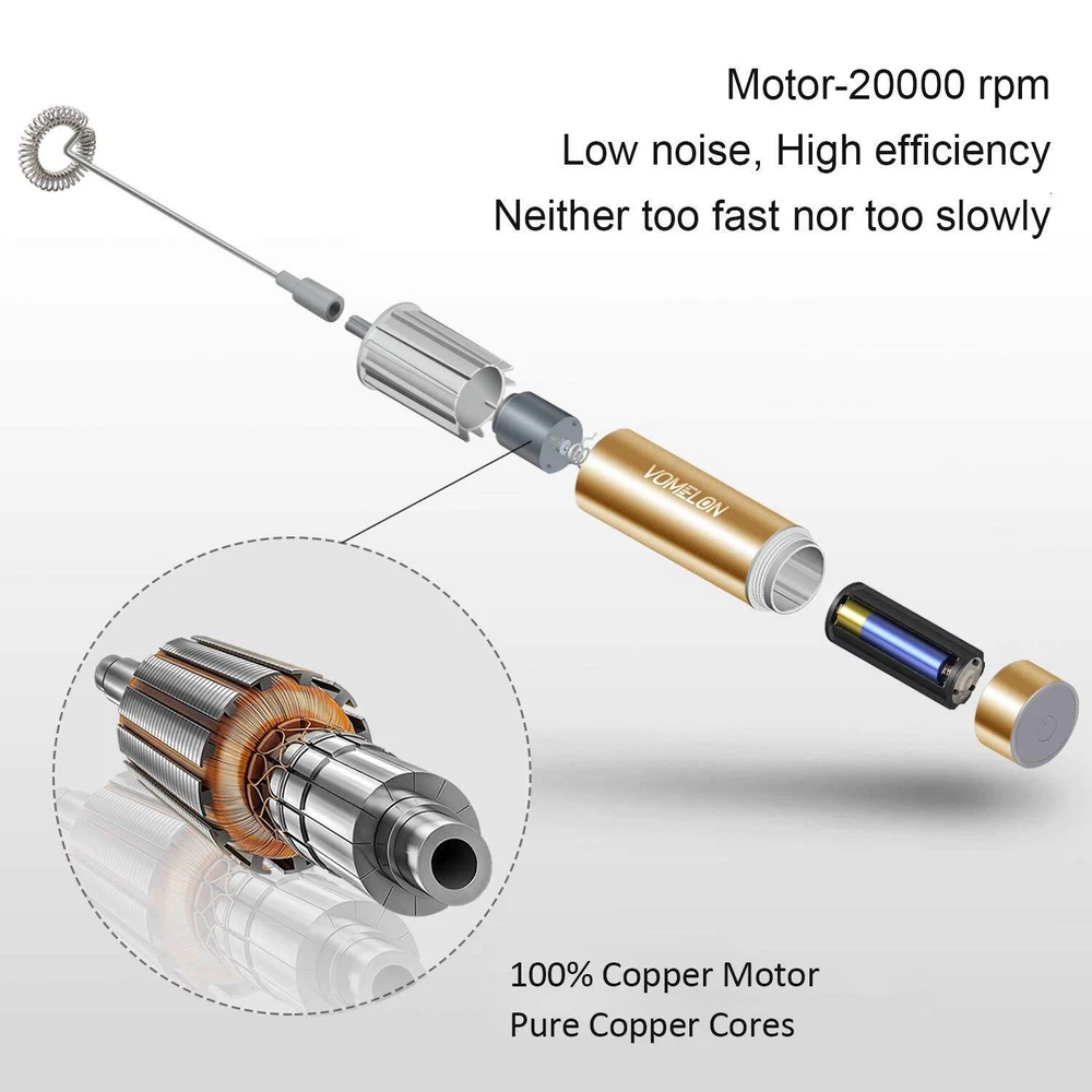 Milk Frother Handheld, Battery Operated Coffee Foamer Drink Mixer with 2 Stai...