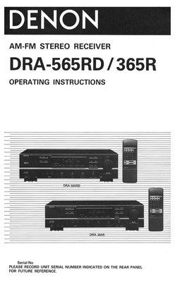 Denon DRA-365R Receiver Owners Manual