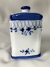 Tea Bag Sugar Packet Dispenser Canister Blue & White French chinoiserie A1224