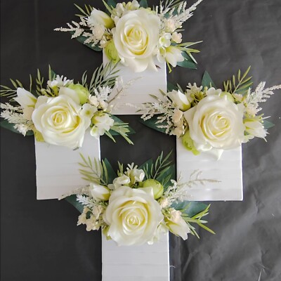 Trauzeugen Elfenbein Rose & Salbei Einstecktuch Boutonniere