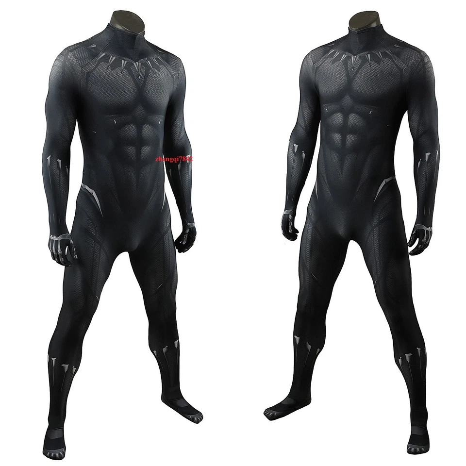 Superhero Black Panther Cosplay Bodysuit Jumpsuit Costume Mask Halloween Outfits - Image 3 of 4