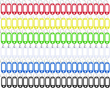 120 Pack Plastic Key Tags with Label Window ID Tag  Split Ring Keychain6 Colors