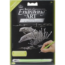 Silver Foil Engraving Art Mini Kit 5"X7" Dolphin Reef