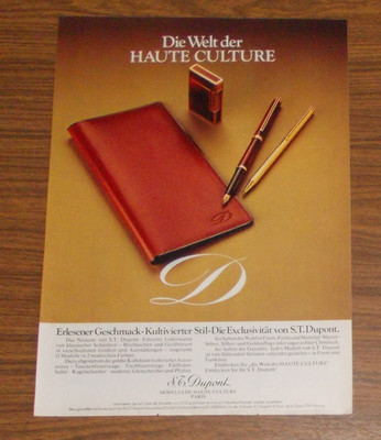 Seltene Werbung S.T. DUPONT Füllhalter Kugelschreiber Feuerzeug Geldbörse 1 1978