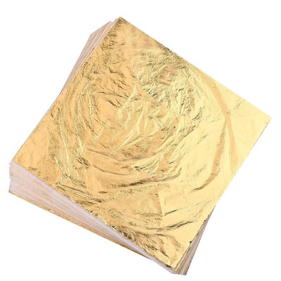 100pcs Imitation Gold Leaf for Arts, Gilding Crafting, Painting, Furniture De...