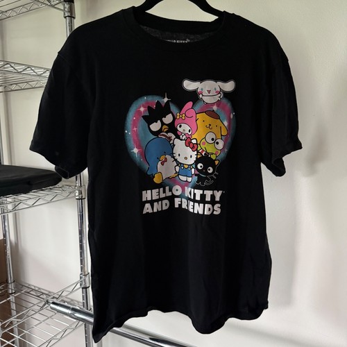 Sanrio Hello Kitty and Friends Graphic T-Shirt Black Large Kawaii Y2K Tee L