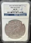 2013-W BURNISHED Silver Eagle Dollar NGC MS70 FIRST RELEASES