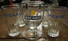 LOT 6 Verres RICARD - 1 Verre Ballon Petit Soleil Trait Dose + 5 Verres Momie