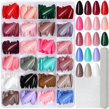 576pc Medium Press on Nails Almond Fake Nails Full Cover Acrylic Nails Press ...