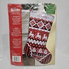 New Bucilla Felt Stocking Kit SWEATER KNIT Stanziani Sealed Christmas Reindeer