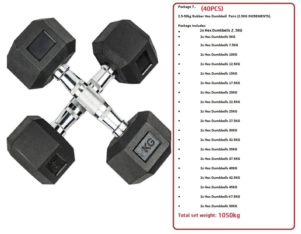 Centra Rubber Hex Dumbbell 17.5kg Home Gym Exercise Weight Fitness Training