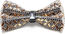Bowties for Men Rhinestone Sequin Diamond Pre Tied with Adjustable Length for Pa