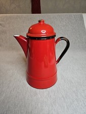  Vintage Polish Red Enamel Coffee Pot, genuine kitchenalia, retro kitsch kitchen