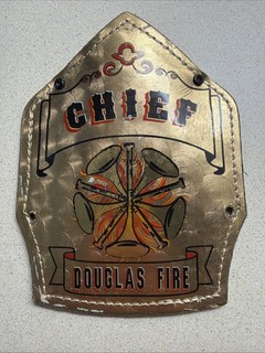 Fire Department Helmet Shield Douglas Chief Gold Color W/ Chief Bugles