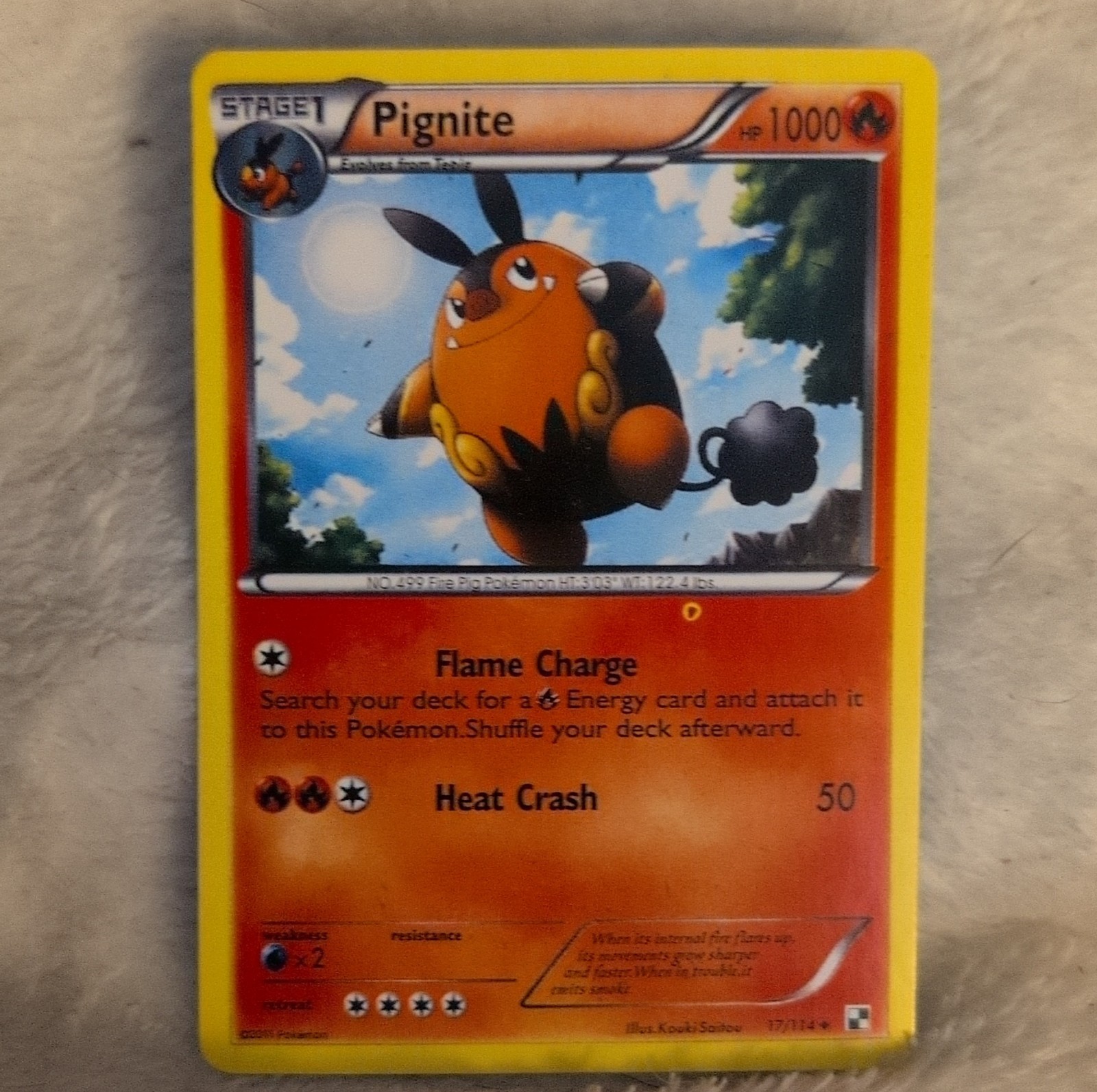 Pokémon TCG Pignite 17/114 Black & White Stage 1 Regular English 2011 Card