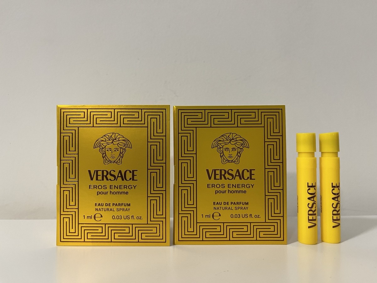 2 X Versace Eros Energy Pour Homme EDP Sample Spray .03oz 1ml *New