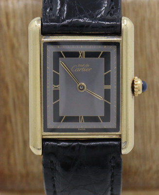 Cartier Must De Cartier Tank Vermeil 31mm x 24mm Gray & Black Deco Dial Watch