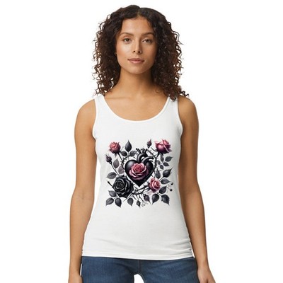 Gothic Herz Rosen Damen Trägershirt Tank Top Blumen Goth Alternative Geschenk für Sie