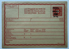 POLAND, AUSTRIA 1919 Telegram Transmission Receipt, Postcard.