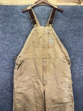 Carhartt Overalls 44x32 Khaki Tan Duck Canvas Workwear Double Knee Utility USA