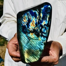 3.12LB Natural Labradorite Quartz Crystal Freeform Mineral Specimen Healing