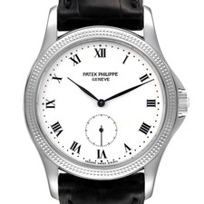 Patek Philippe Calatrava 18k White Gold White Dial Mens Watch 5115