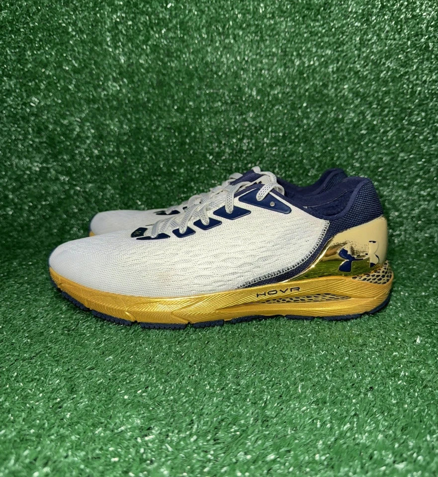 Under Armour Notre Dame HOVR Sonic ND White Gold Blue Running Sneakers Mens 8.5 - Image 4 of 4