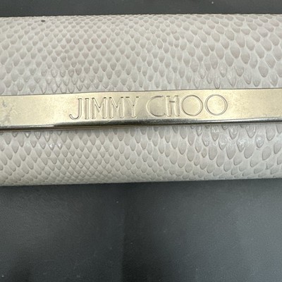 Jimmy Choo Silver Round Sunglasses with Ivory Snakeskin Case Jimmy Choo Sunglasses Eyeglasses Case Only Hardcase Cream  main image 4