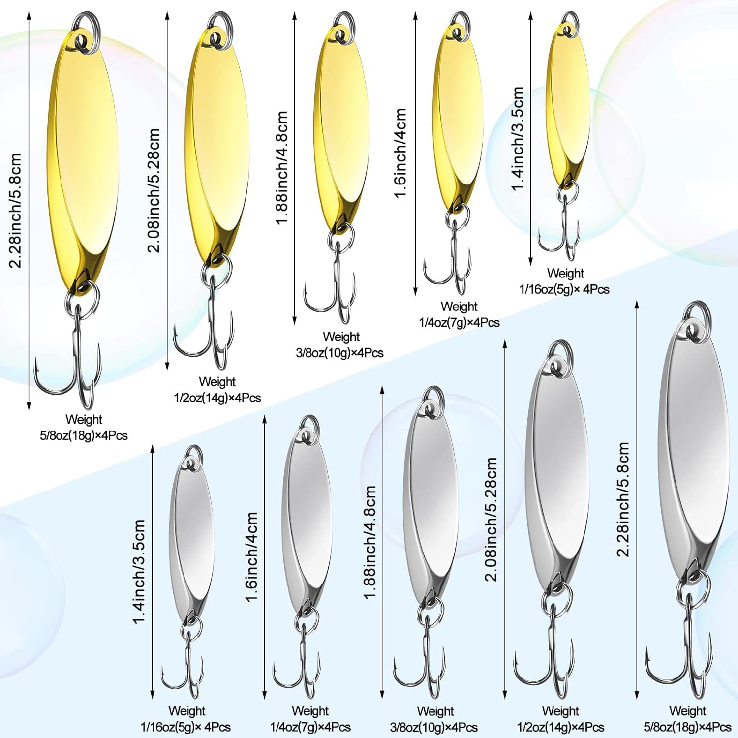 Fishing Lures Spoons Fishing Metal Saltwater Treble Trout Lures Hard Metal Spinn - Image 2