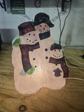 Snowman Family Indoor Tabletop Light-Up Christmas Decoration Textured Plastic