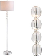 59.5" Crystal/Metal LED Floor Lamp Contemporary,Glam,Transitional Clear/Chrome