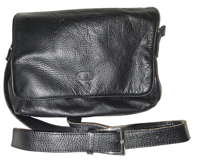 GANG Leather Goods Black Pebble Leather Crossbody Bag Purse Medium