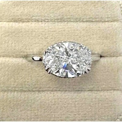Big Stone Diamond Oval Cut Halo 3.20 Ct 14K White Gold Women Ring IGI Lab Grown