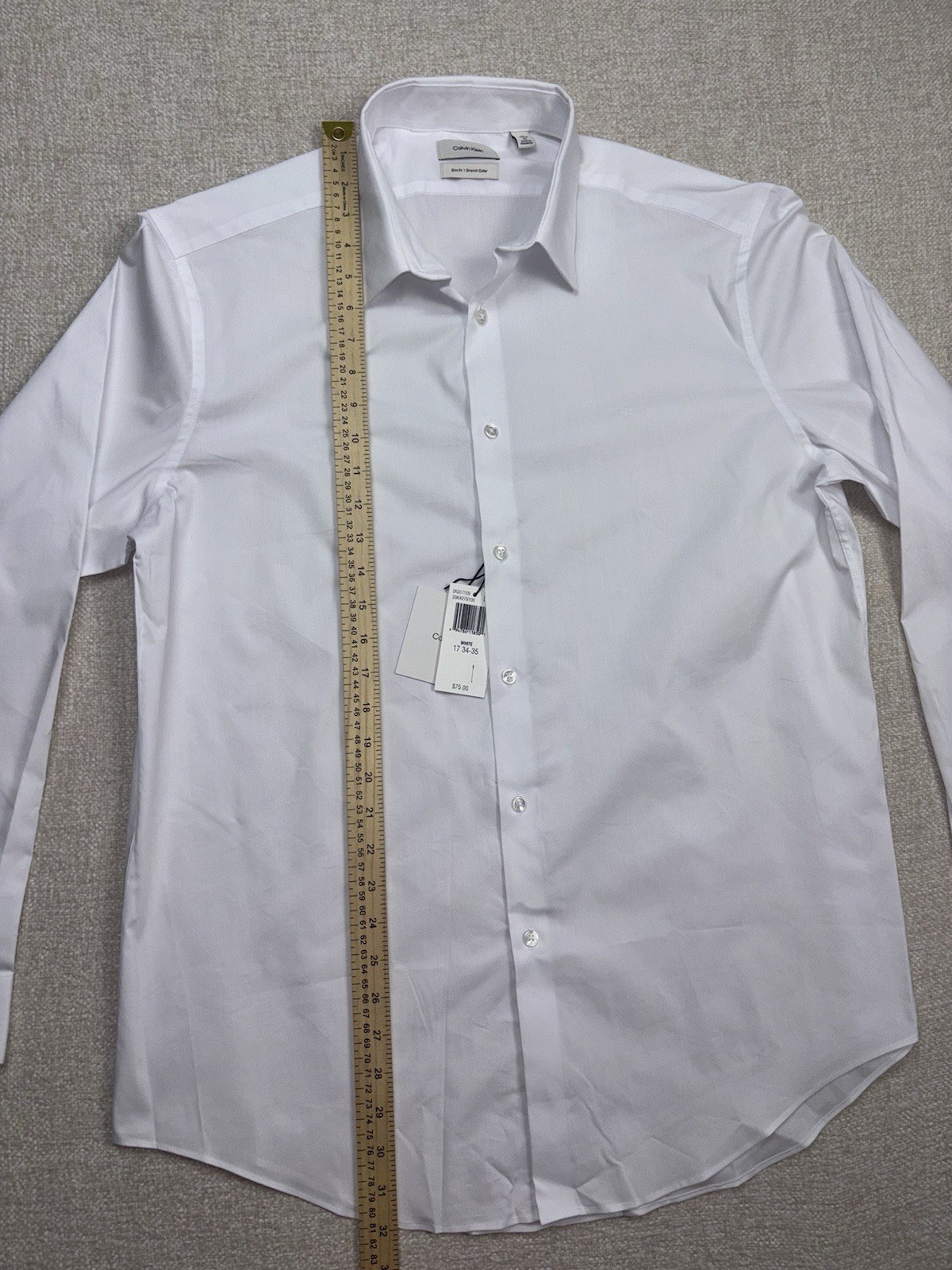 Calvin Klein Mens Slim Fit Dress Shirt Size XL White thumbnail 7