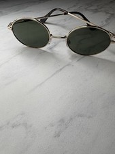 Unisex Round Sunglasses Gold Metal Frame Soli...