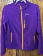 Marmot Women's Hooded Softshell Performance M3 Jacket Size S, Purple Zip Pockets