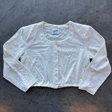 Vintage Y2k White Lace Longsleeve Button Up Cardigan Made In USA Large