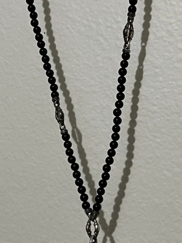 Scott Kay Authentic Sterling Silver & Black Onyx Beaded Tassel Necklace - Image 3 of 4